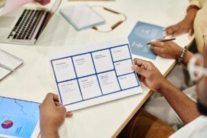 Team simplifying a business decision into a clear action plan.